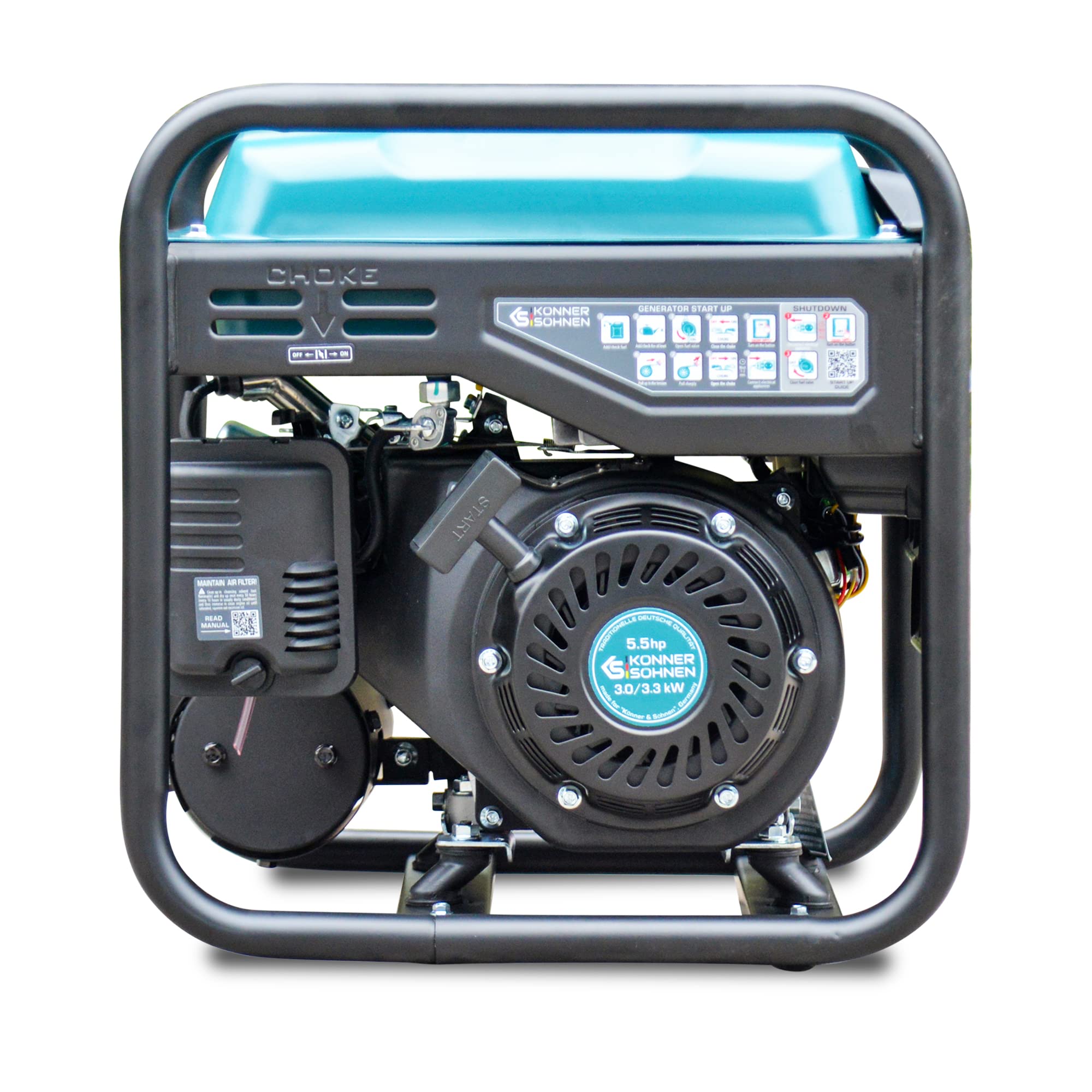 Könner & Söhnen KS 3300i. Generatore di inverter a benzina 3300 W, generatore di corrente con 2 Schuko da 230 V, generatore di emergenza con indicator