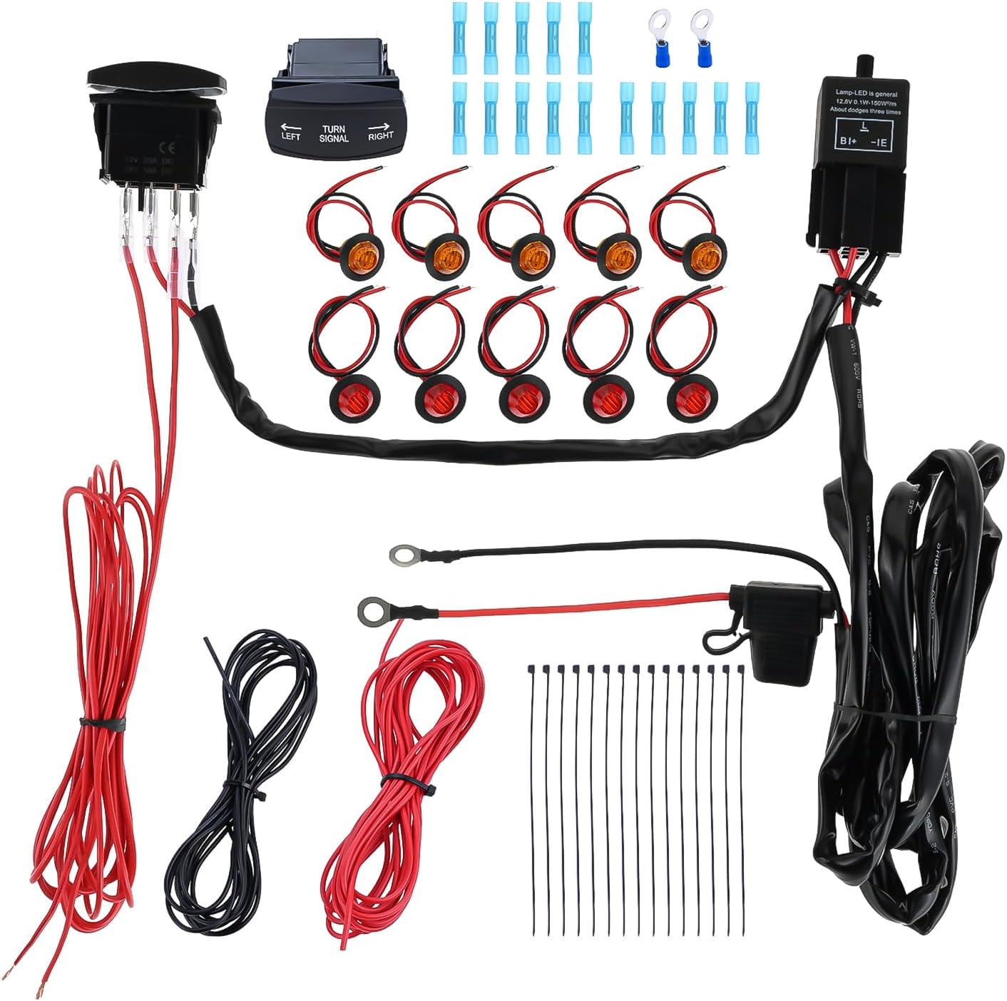 ATV UTV Turn Signal Kit with Turn Signal Rocker Switch