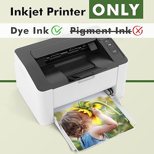 Miniatura 3 de Papel fotográfico fino de doble cara brillante de 8.5 x 11 pulgadas, 32 libras para impresoras de inyección de tinta, tinta de tinte de 4.23 ozm