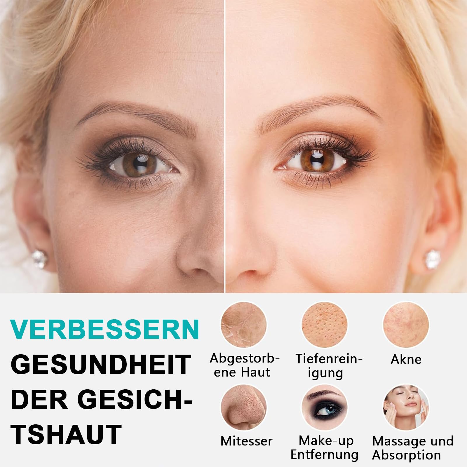 3 in 1 Elektrische Gesichtsreinigungsbürste mit 3 Bürstenköpfen, Wiederaufladbar, Tiefenreinigung Wasserdichte Gesichtsbürste für Männer und Frauen, Jeden Hauttyp (Blau)
