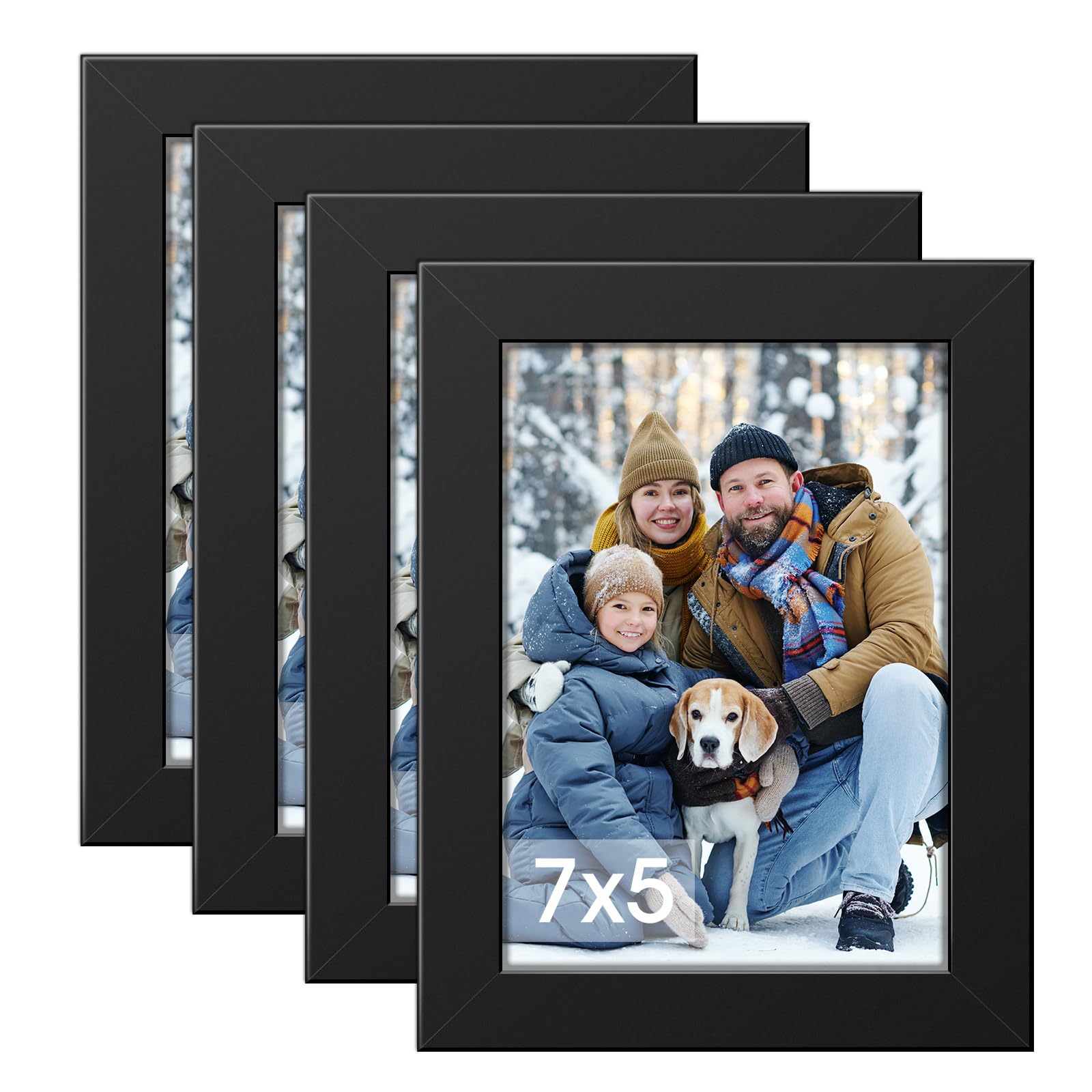 Dmsell Black 4 Pack 7X5 Photo Frames, 5X7 Photo Frame For Tabletop Display And Wall Decoration