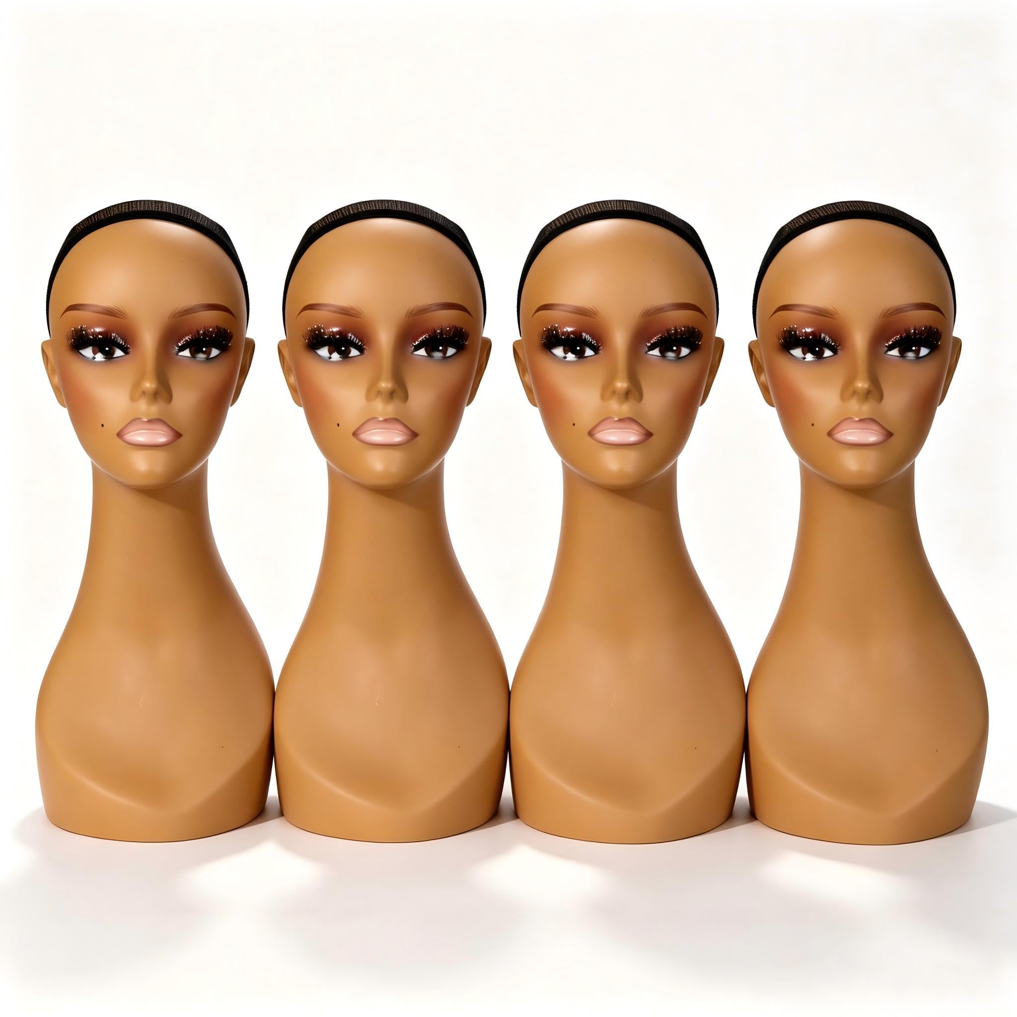 4 Pz Commercio All'ingrosso Femminile Plastica Testa di Manichino Modello Realistico Teste Per Parrucca Cap Collana Orecchini Display Prop