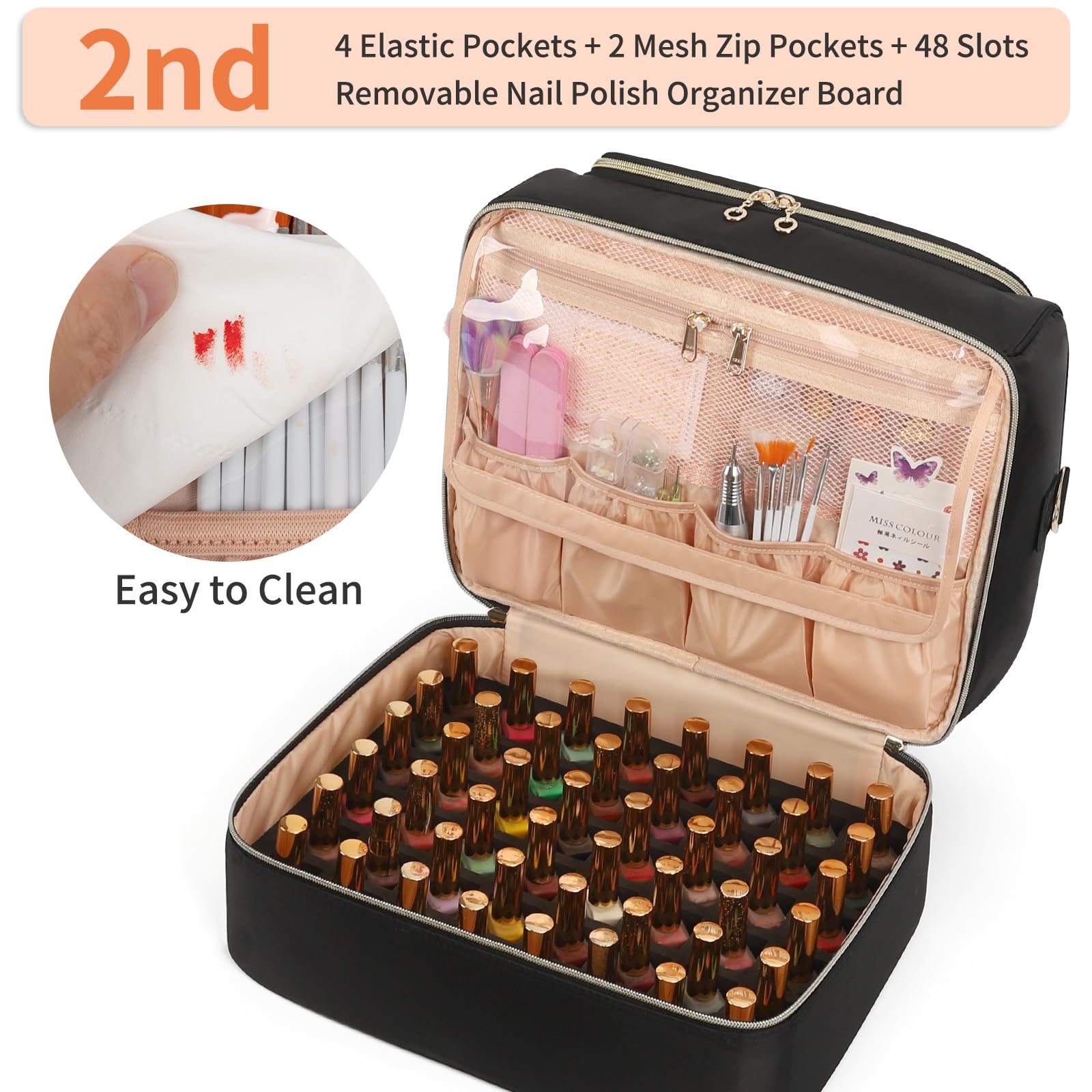 Nail Polish Organizer Case for Nail Supplies and Manicure Tools