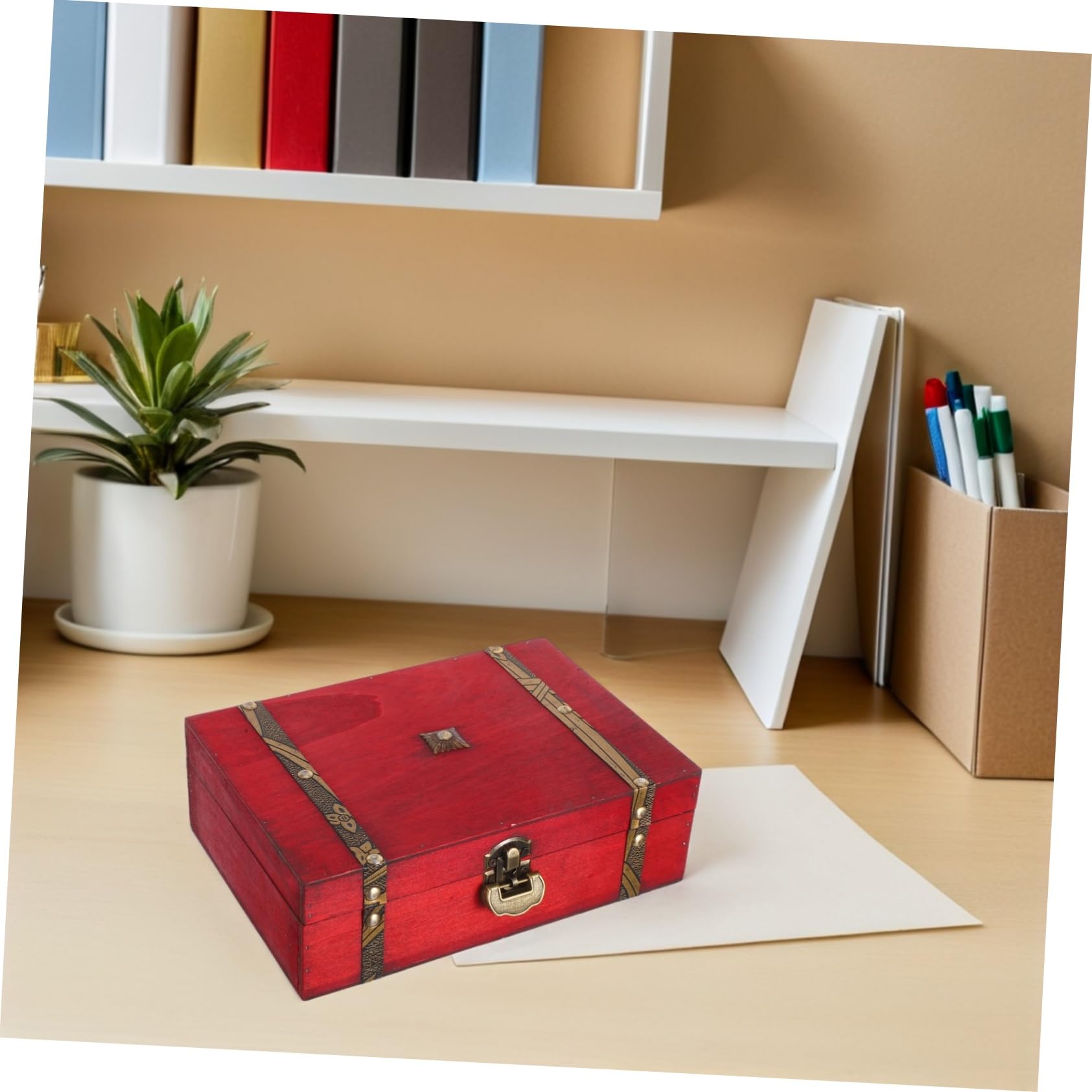 Cabilock Holzbox mit Deckel und Zahlenschloss Dekorative Aufbewahrungsbox im Vintage-stil Schmuckkästchen und Organizer für Schmuckstücke Dokumente und Kleine Utensilien Robuste Erinnerungs