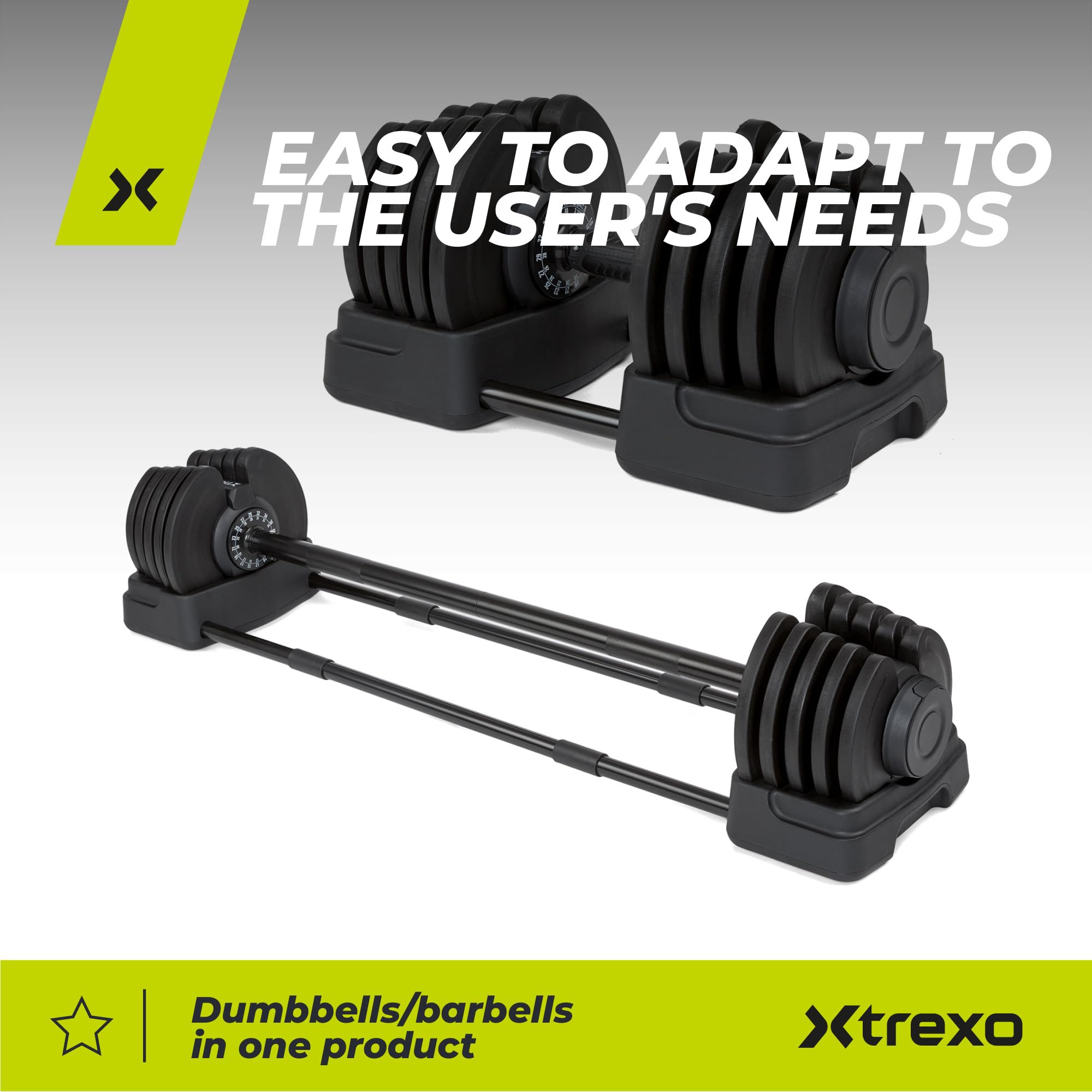 XTREXO Hantel/sztanga 2w1 TRX-ABD40 1-40 Kg Czarna/pomarańczowa