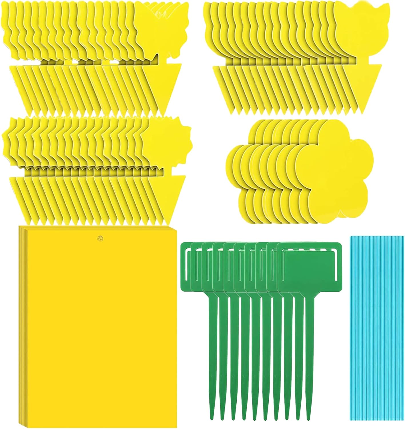 100 PCS Fruit Fly Sticky Traps, Sticky Stakes Insect Trap, Yellow