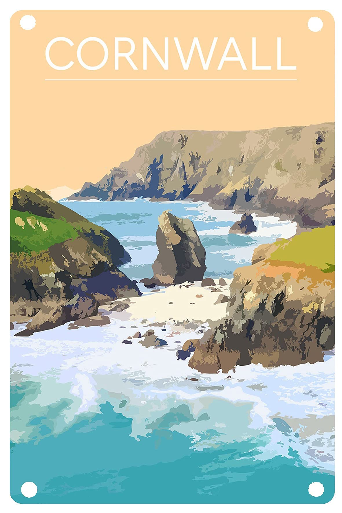 Aoevc Home Metal Tin Sign Cornwall?coast Vintage Retro Tin Sign Metal Sign Wall Decoration Plaque Poster Room Office Restaurant Cafe Bar 6x8 Inch