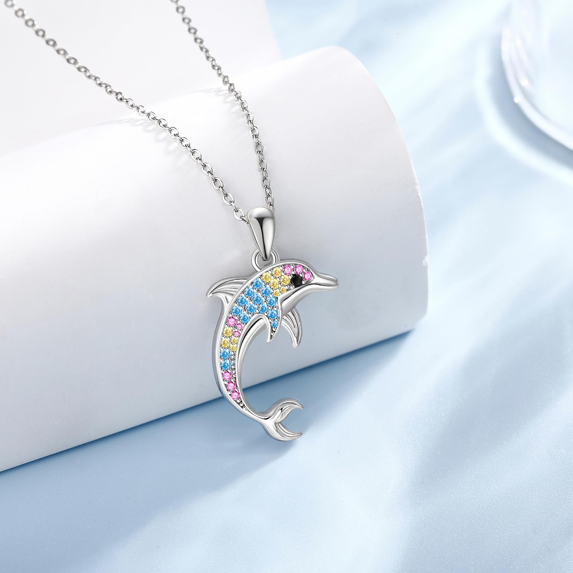 URONE 925 Sterling Silber Ozean Kette Seepferdchen/Hai/Delphin/Octopus Anhänger Halskette Schmuck Geschenke für Damen Herren