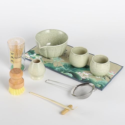 Miniatura 2 de Juego de 10 batidores matcha, 13 onzas, con 2 tazas, juego completo de matcha para ceremonia de té matcha, elegante juego de té Matcha para los