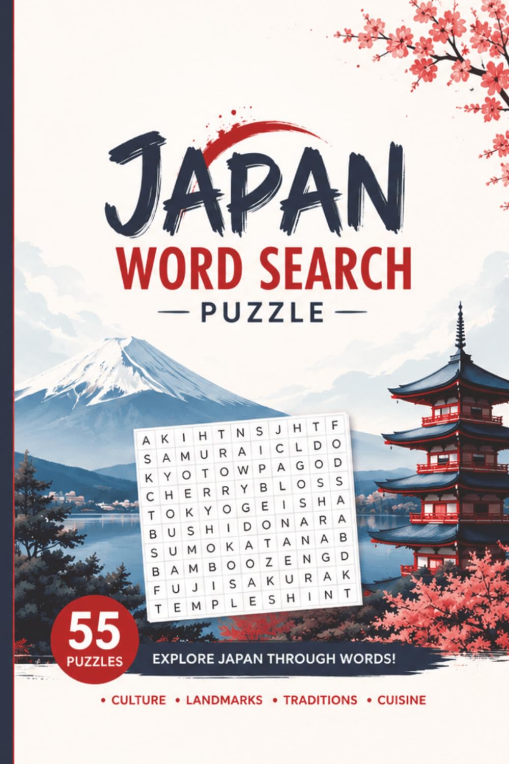 Japan Word Search Puzzle: 55 Puzzles Word about Japan and More | 6x9 inches, 110 pages | Gift for Japan, Traveling & Countries Lover