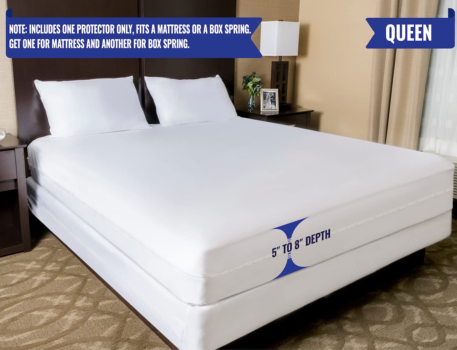 Full Mattress or Box Spring Encasement Low Profile Fits 6" to 8