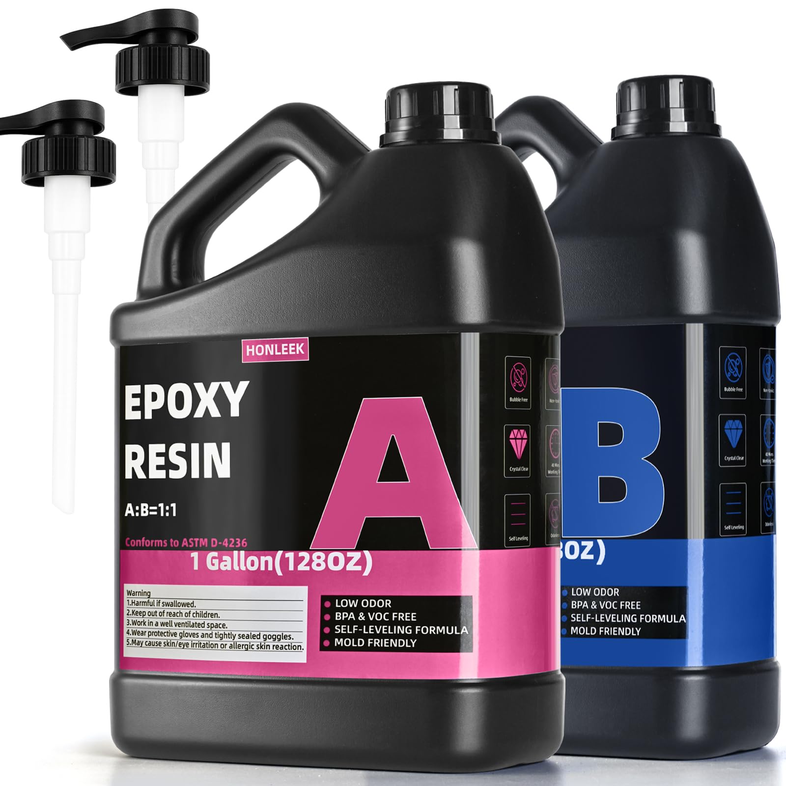 View 1 of 2 Gallon Crystal Clear Epoxy Resin Kit - Not-Yellowing No-Bubble, Self Leveling Easy Pour - 1:1 Ratio High Gloss Casting & Coating Resin for Art Crafts, Jewelry Making, Wood & Molds