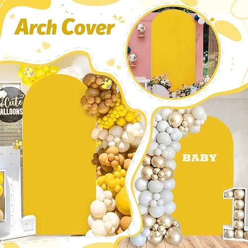 Miniatura 6 de FOTSHARER Cubierta de arco de boda dorada de 6.6 pies de elastano redonda para baby shower, fiesta, telón de fondo, paneles arqueados elásticos,