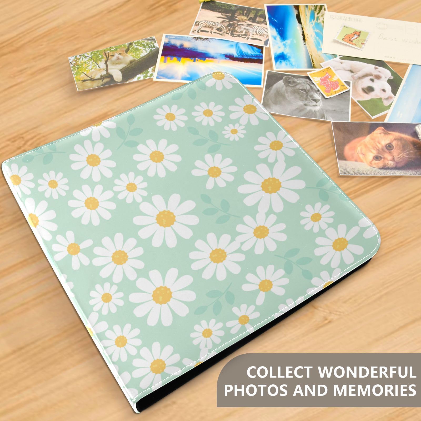Álbum de fotos autoadhesivo para estanterías, álbumes de fotos para 4 x 6, 6 x 8 pulgadas, flores lindas margaritas florales