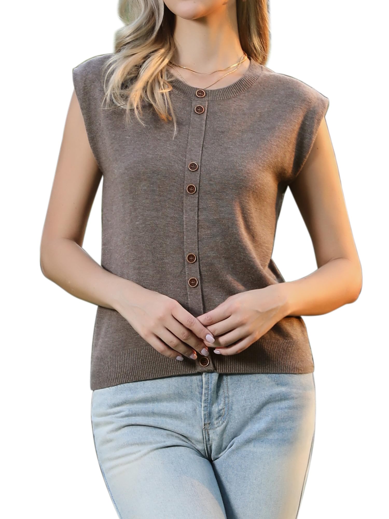 Allegra K Summer Sweater Vest for Women Crew Neck Sleeveless Sweater Lightweight Casual Knit Pullover Tank Tops