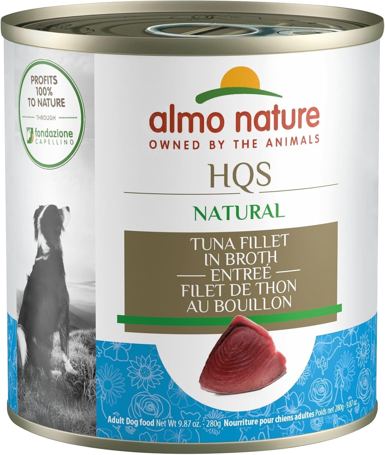 almo nature HQS Natural Wet Dog Food Tuna Fillet Entrée, Grain Free, Additive Free, Low Fat, GMO Free, 5.5oz Pack of 12