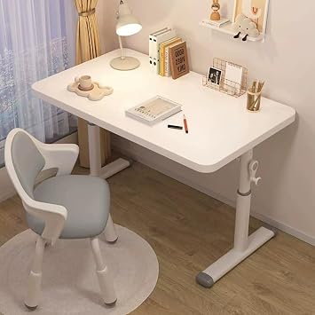 Liftable Kids Desk and Chair Set, Manual Crank White Desk, 1.5 Cm Simple Desk, Elementary Kid Desk Chair, Home Desk for Homework Writing for Home Office80cm/31.5in