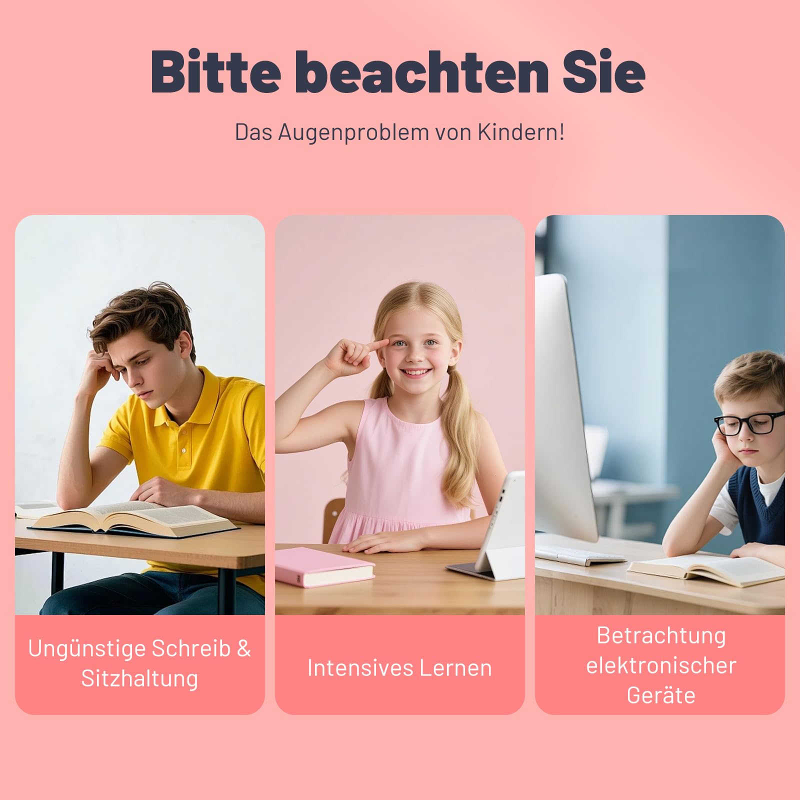 Kinder-Augenmassagegerät, 2 Modi mit Sprachansage, integrierter Musik & 3D-Grünlicht, Bluetooth-Verbindung, Wärmekompression Kinder Augenschutzgerät