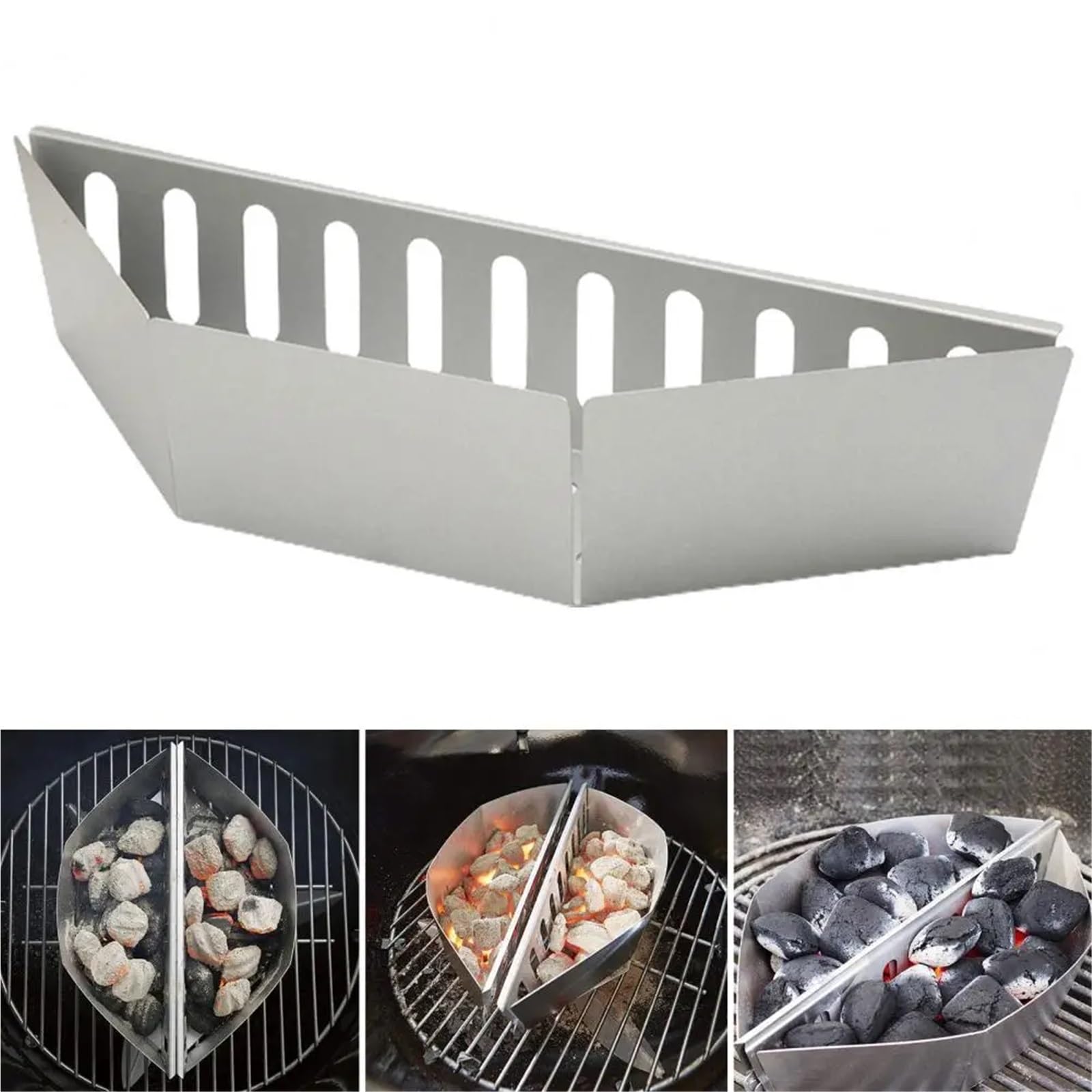 Soporte de Cesta carbón Acero Inoxidable for Asar, cestas briquetas Carbono contorneadas, Accesorios Barbacoa Calor equilibrado for Exteriores, 2 uds para Cocina(Thick 6mm)