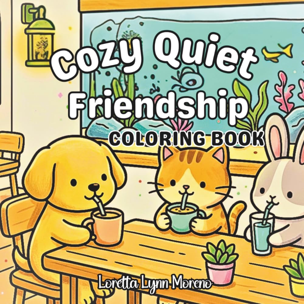 Cozy Quiet Friendship: A Cute & Cozy Animal Friends Coloring Book for All Ages: Adorable, Bold & Easy Coloring Pages of Animal Friends Reading, Playing, and Sharing Sweet Moments Together