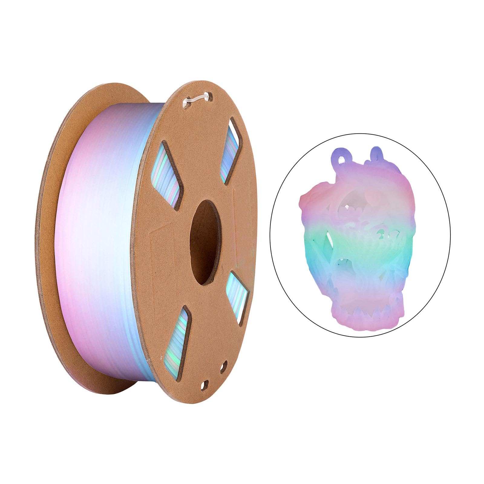 Qianly Filamento Impresora 3D PLA Filamento 3D Material Impresión 3D Accesorio Profesional Carrete 1.75 Mm Precisión ±0.03 Mm Brillo Nocturno Multicolor, Blanco diurno