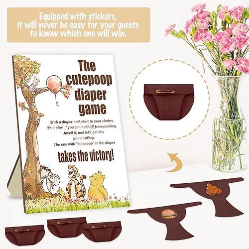 Miniatura 9 de The Cutepoop Diaper Baby Shower Juegos para niños y niñas, recuerdo de fiesta de baby shower, letrero de madera para baby shower con bonitos pañales