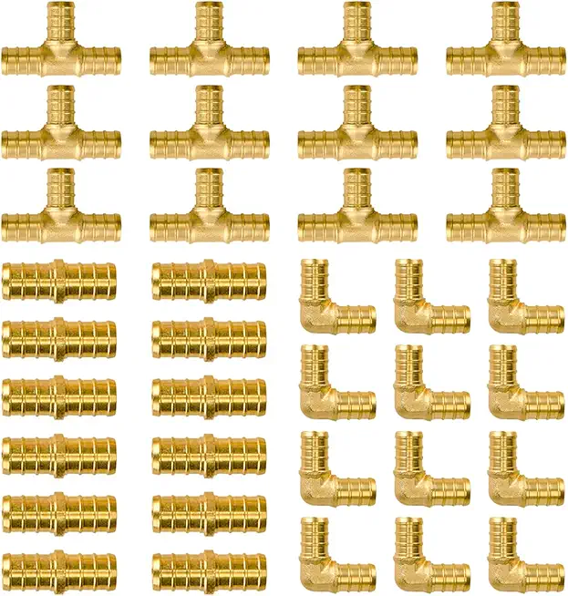 Pex Fittings 1/2 Inch, 36 PCS SUNGATOR 1/2 Inch Pex Fittings Set, 12 Each PEX Elbow Tee Coupling, 1/2" Pex Fittings For Pex Pipe, No Lead Brass, ASTM F1807