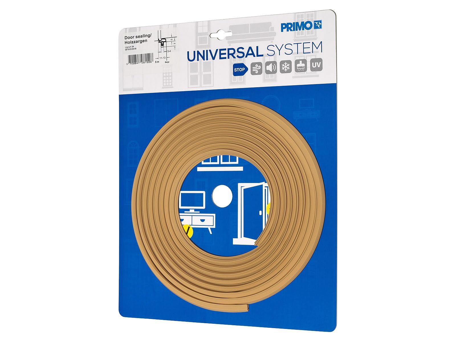 PRIMO Zimmertürdichtung - Türdichtung - Lignum 34 Beige, 5 m