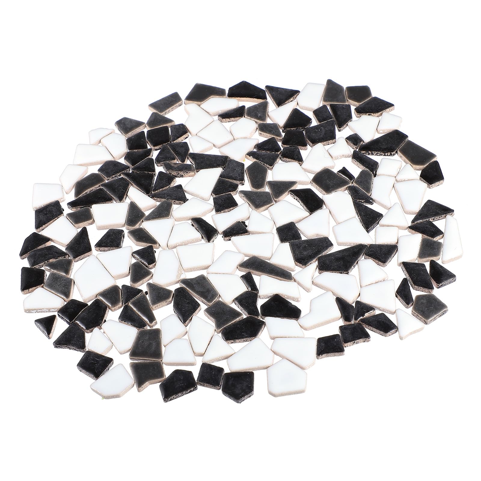 Mikikit 200g Glazed Ceramic Mosaic Tiles, Black White Grey