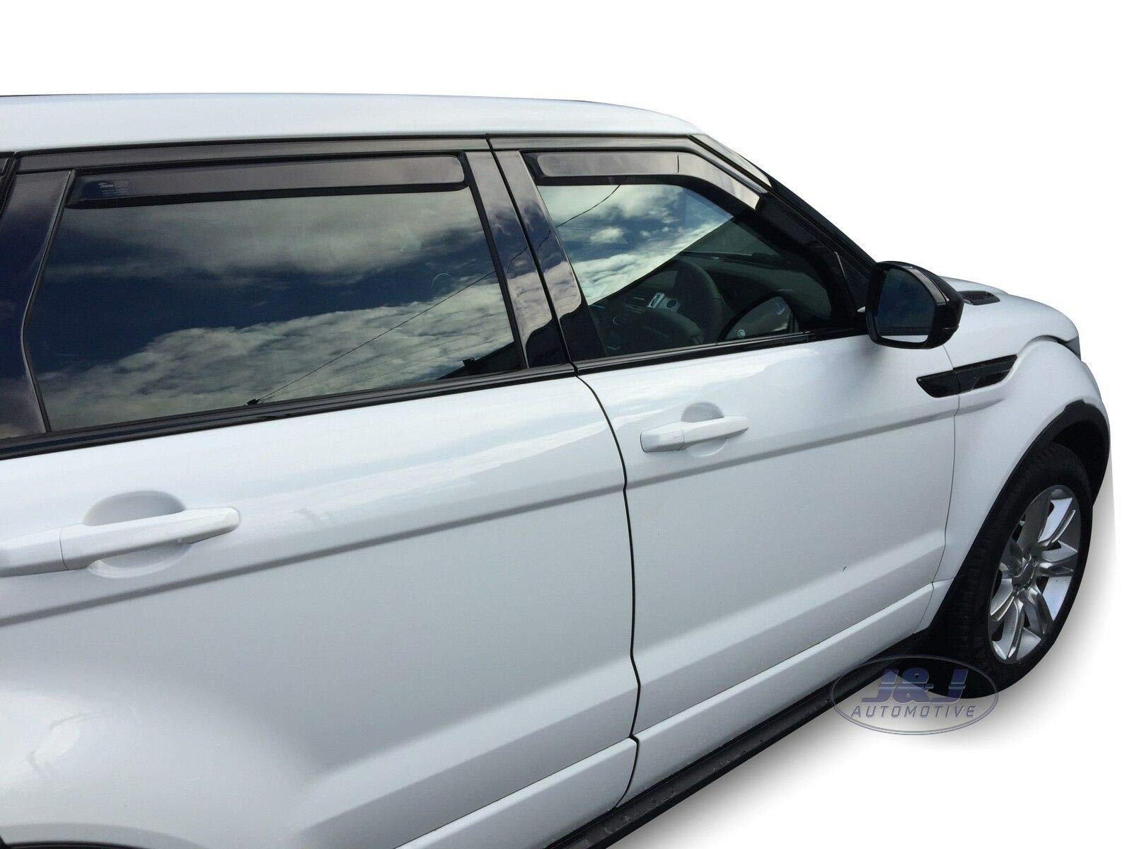 J&J AUTOMOTIVE Deflettori d'Aria per Land Rover Range Evoque 2011-2018, Set da 4 Pezzi, Nero Fumé Oscurato Heko