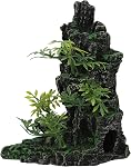 Grandes décorations de réservoir de poisson Vue sur la montagne Pierre - Extra Grand Aquarium Décor avec plusieurs grottes, résine Rockery Ornament pour petits poissons Betta Hideaway Grotte, réservoir de poisson Hideout Tree House Rock Grotte