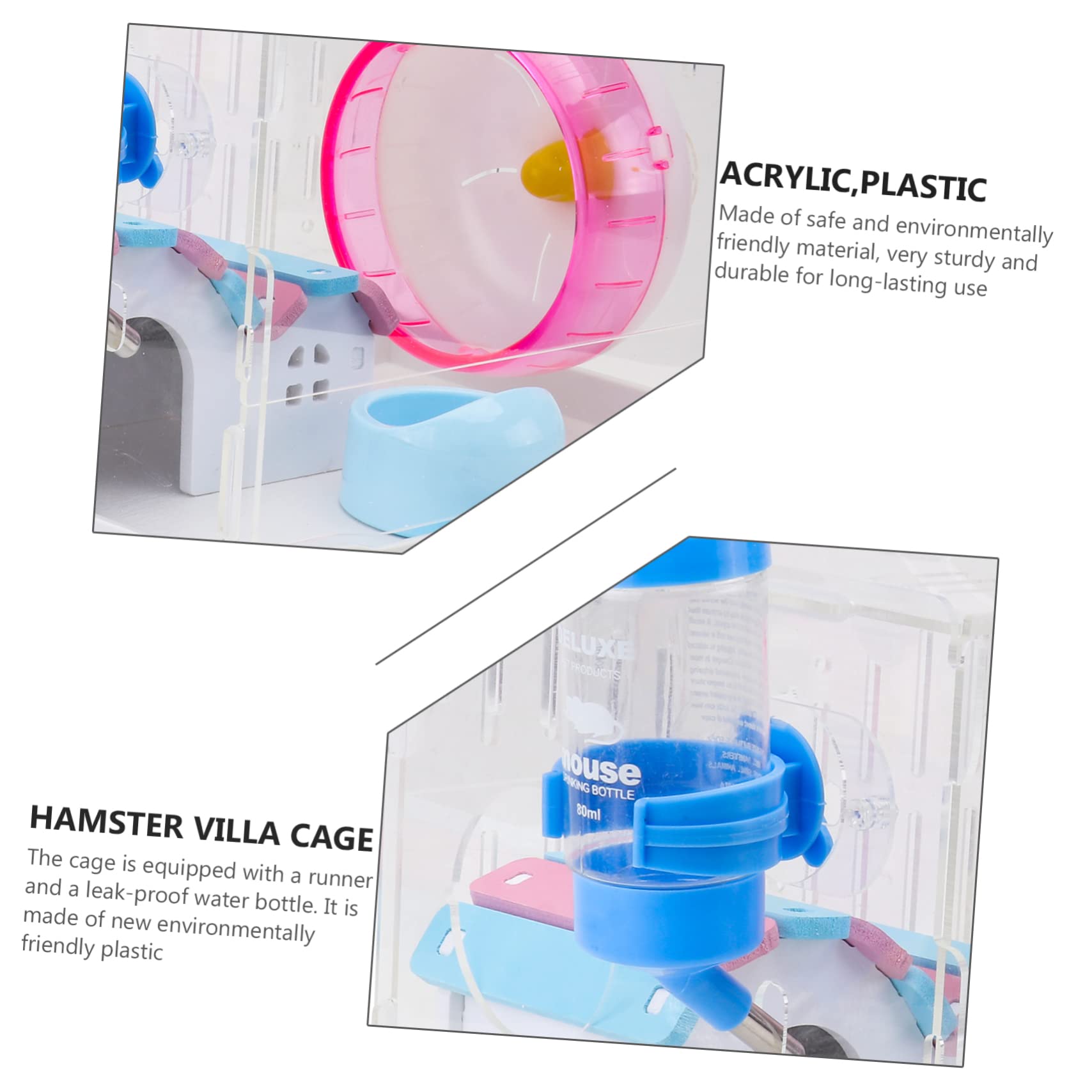 BESPORTBLE Cage à Hamster en Acrylique, 1 Set, Tiroir Amovible, Légère et Décorative, Maison pour Hamster Domestique, Facile à Déplacer Couleur Aléatoire