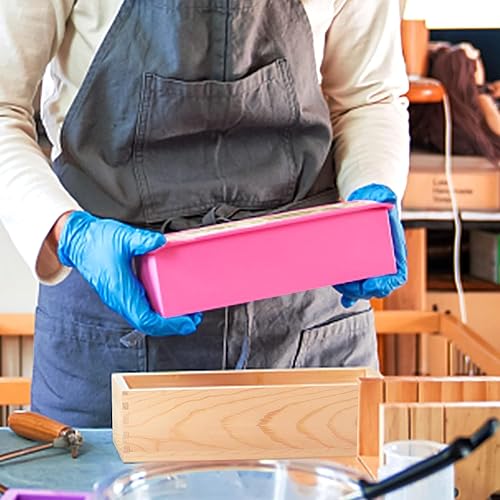 Miniatura 6 de Kit de jabón de silicona de 47 onzas, 3 piezas de jabón de silicona rectangular rosa con 3 cajas de madera y 3 tapas, suministros de bricolaje para