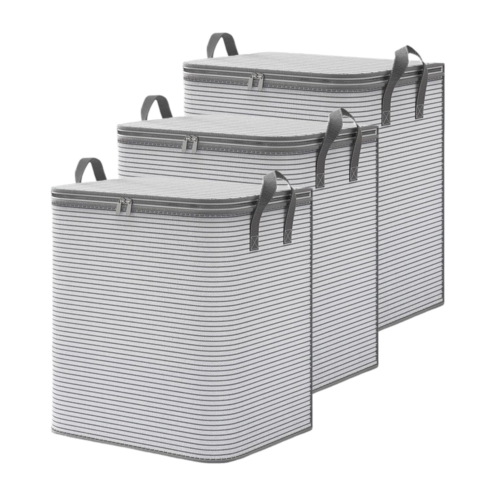 Plliocse Clothes Storage Bag, 100L Storage Organiser Boxes with Zips, Foldable Box for Storing Bedding Clothing with Carry Handles (3 Pack)
