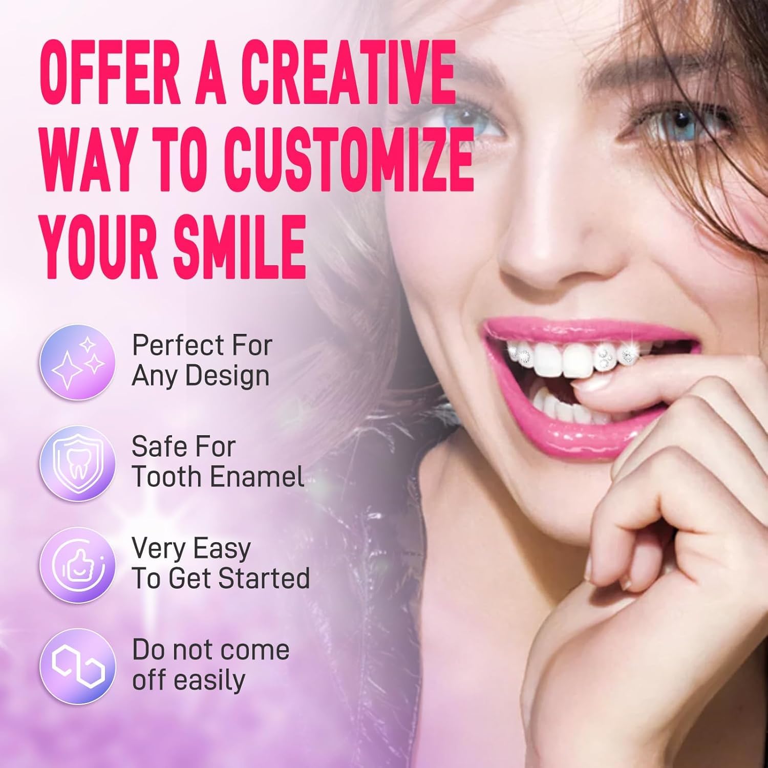 Tseriact Juego de joyas para dientes, juego de joyas de sarro brillante, accesorios de joyería con 60 cristales para fiestas Daliy, pegamento (serie A)