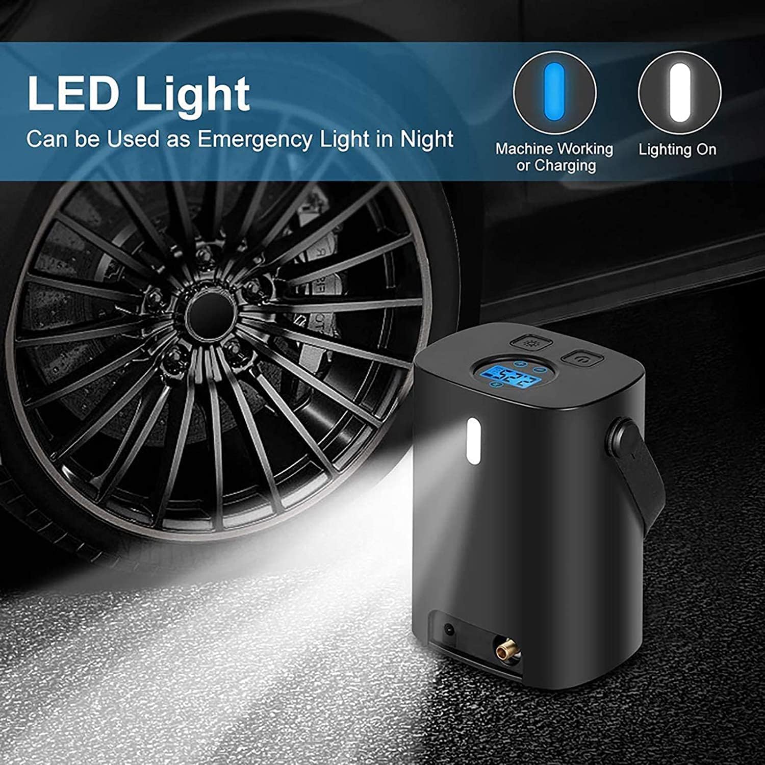 Amazon | ポータブルエアコンプレッサー タイヤインフレーター 自動車タイヤエアポンプ 電動空気入れ 車 自転車空気入れ 多機能電動空気入れ  電動空気入れ 自転車 車 充電式 コードレス バイク 空気入れ 電動タイヤインフレーター 車のタイヤ用自動エアポンプ ... エアコンプレッサーバッテリー - エアコンプレッサーホーム、ポータブルデジタルエアコンプレッサー、エアタイヤポンプインフレータ車トラ