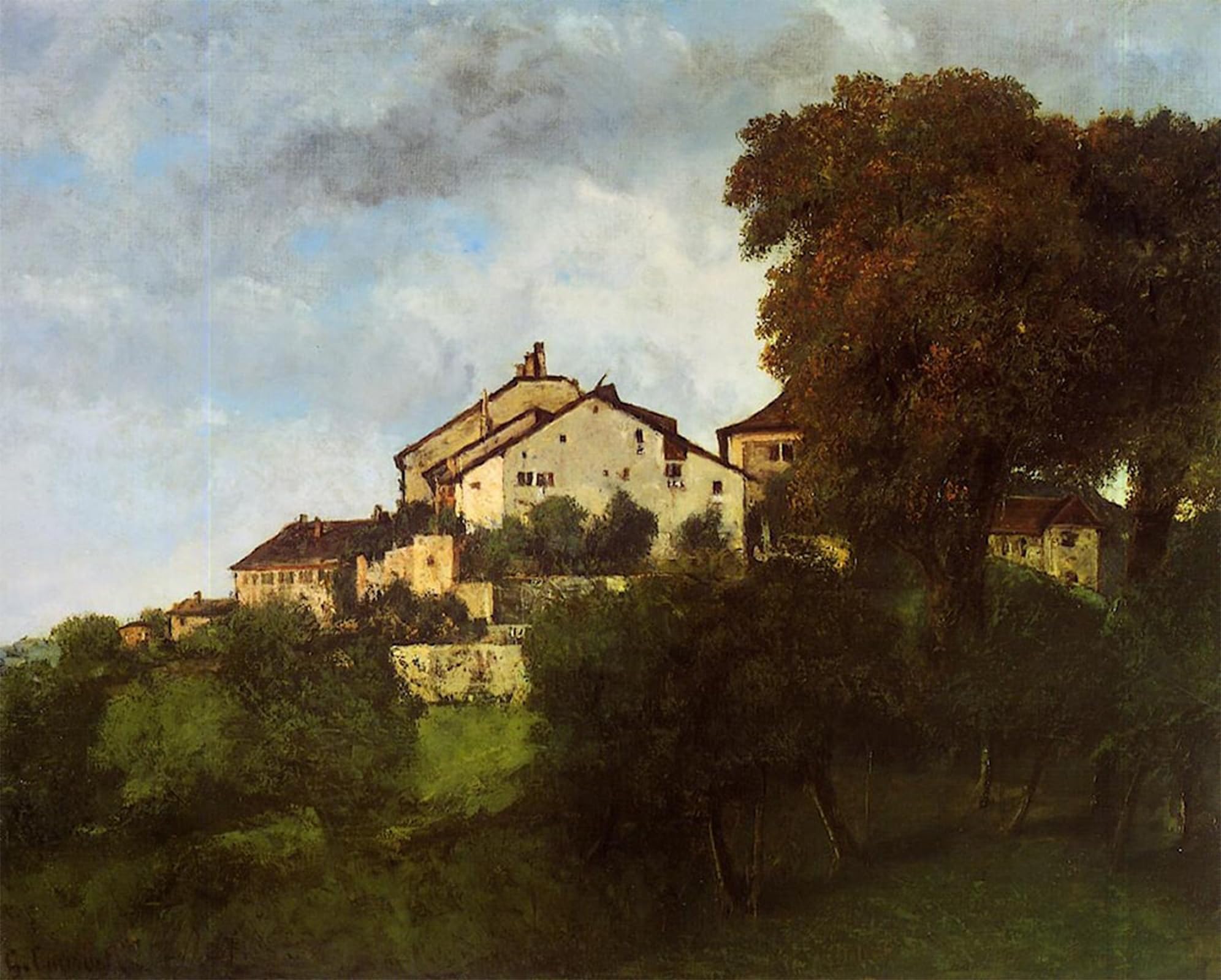 ARTXLXXBN Famous Art Print Poster Vintage Wall Art The Houses of the Chateau d'Ornans Gustave Courbet Canvas Art Poster for Home Decor 60x90cm