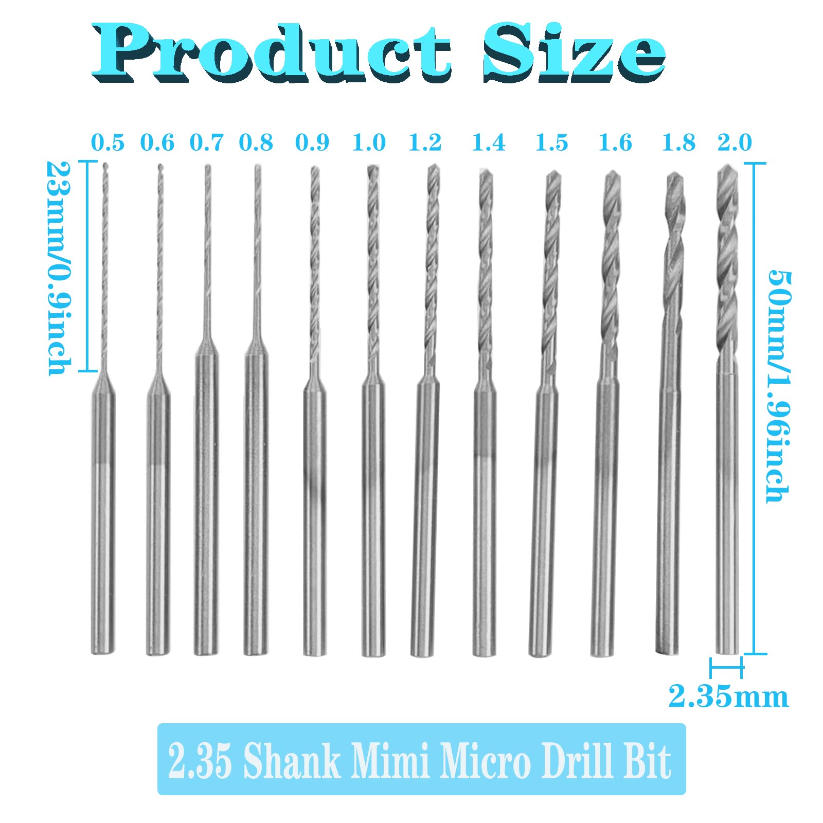 10-Piece Mini Micro Drill Bit Set – 0.6-2.2mm HSS Twist Drill Bits, 2.35mm Shank, For Engraving Amber, Beads, Beeswax & Wood