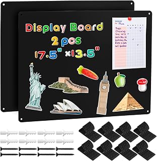 MAXECHO 2-Pack Black Magnetic Bulletin Boards 17.5x13.5" - Fridge Wall Mount for Photos Notes Kitchen Office