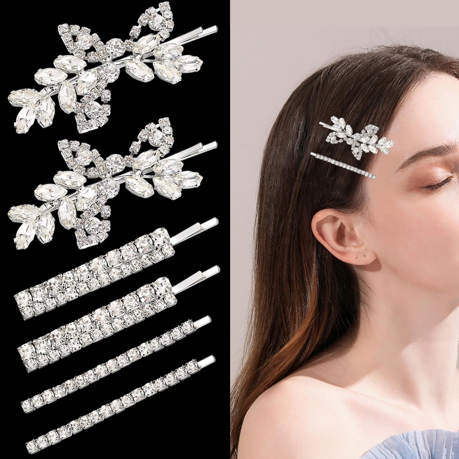 Brides & Hairpins Bridal Clip Bride Wedding Hair Pins Set - Rhinestone Clips & Pearl Combs  main image 4