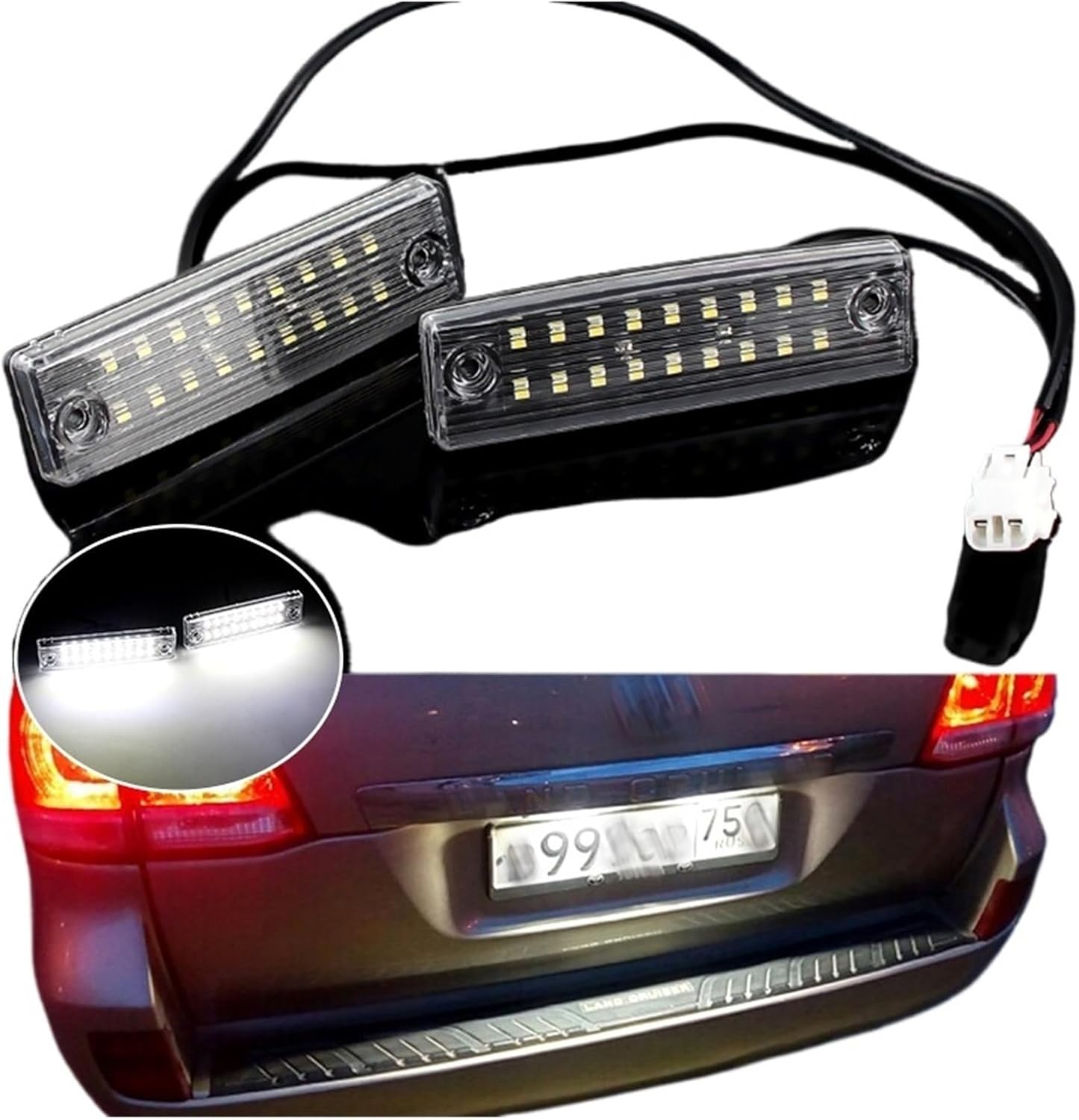 LED Number Plate Lamp Compatible with Toyota 4Runner 1996-2021 Compatible with Toyota Sequoia 2008-2020 White License Plate Light Assembly 2pcs 12V