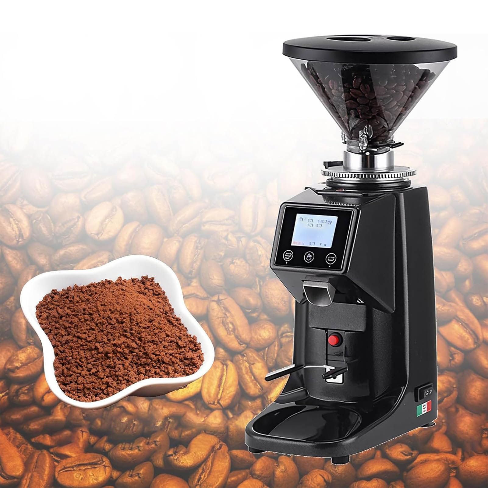 Macinacaffè a Pietra Piatta, 19 velocità di Macinatura black-500ml