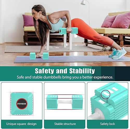 Miniatura 3 de Juego de 2 mancuernas de peso ajustable, 3.4 libras, 5.7 libras, 8 libras, 10.3 libras, 12.6 libras, cada juego de pesas de mano para