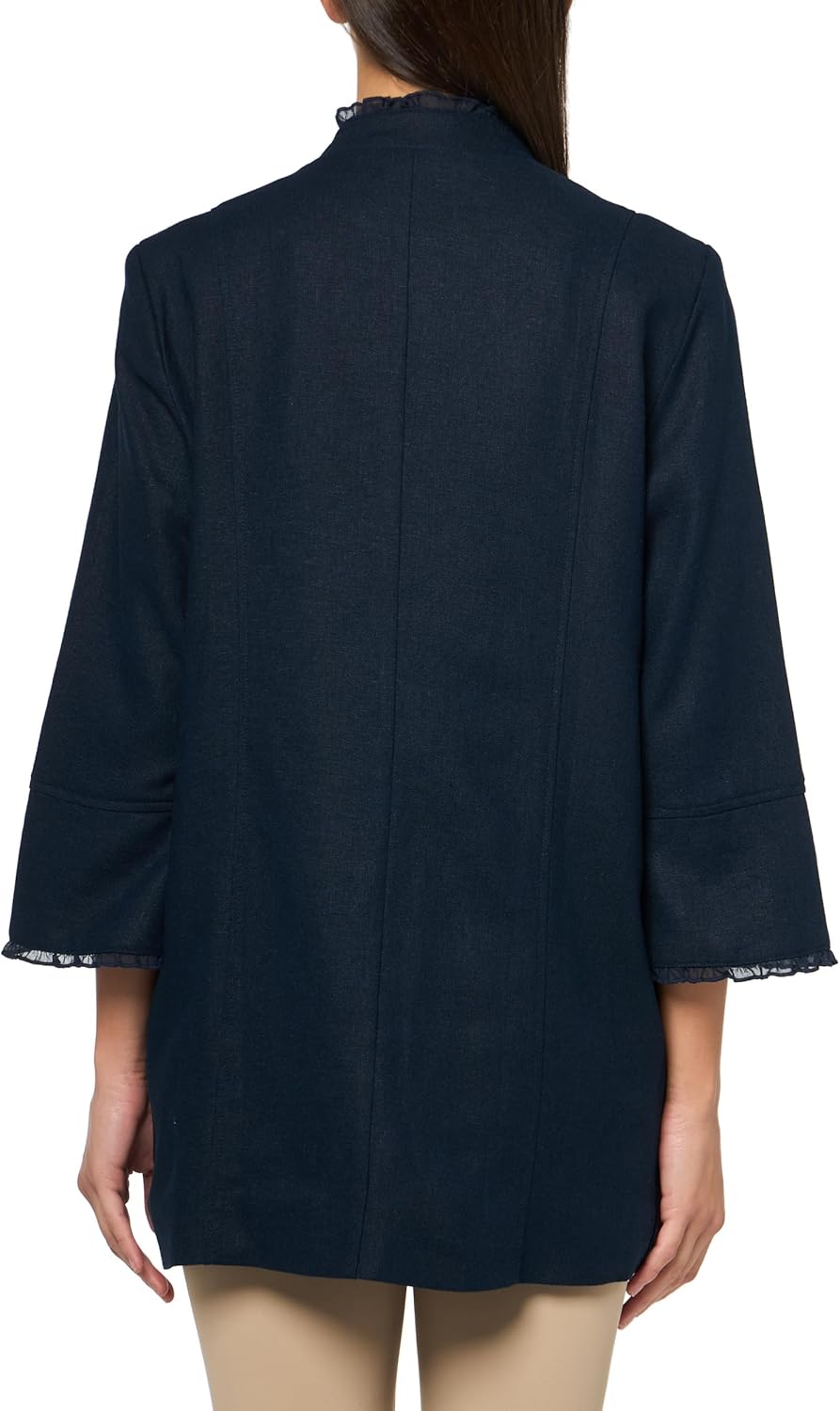 MULTIPLES Three Quarters Flounce Sleeves Stand Collar Double Button Linked Jacket