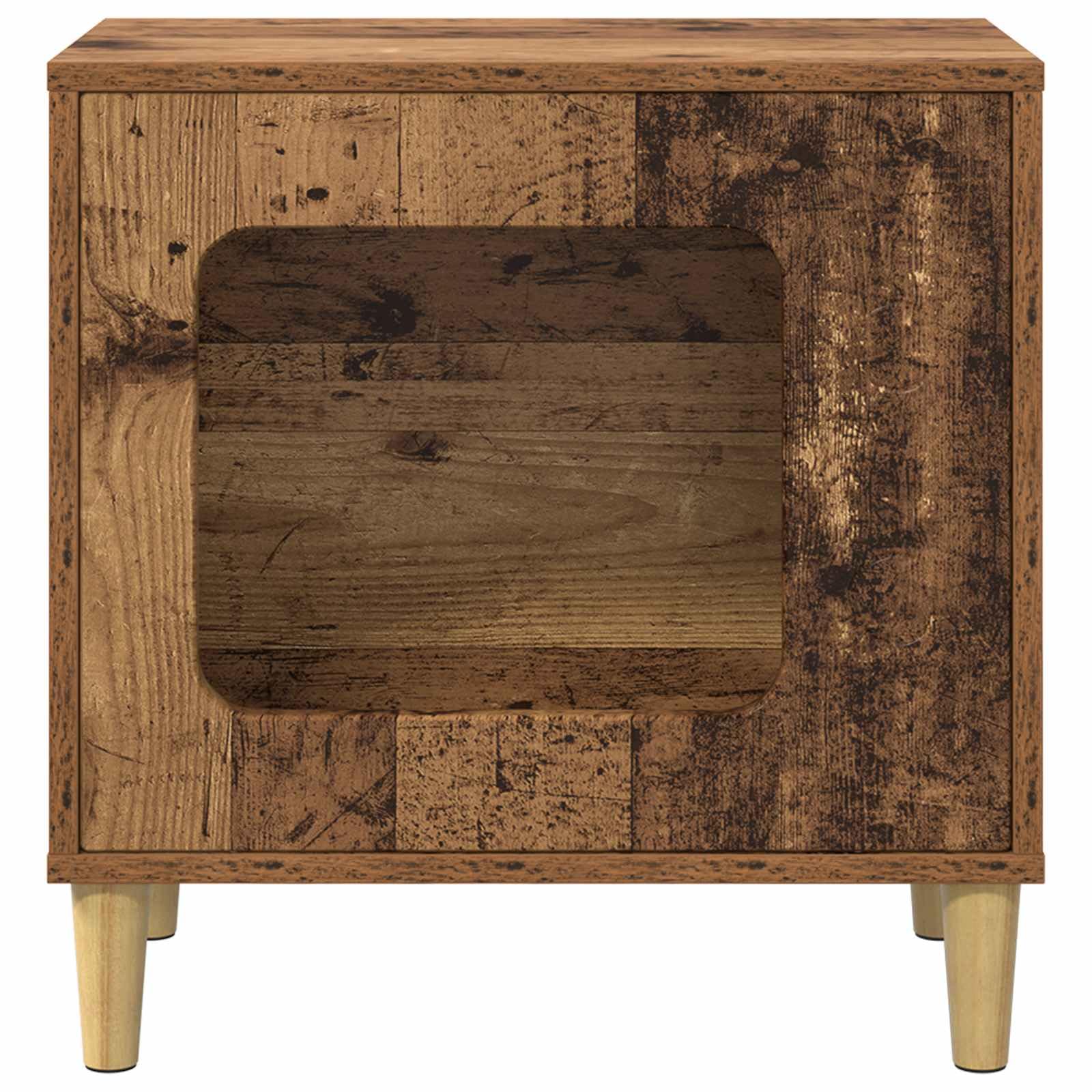 Casetta per gatti in legno vecchio di legno, 51 x 30 x 52 cm, moderna per gatti, compatta, stabile, per interni, soggiorno, angolo con rifugio e possibilità di gioco