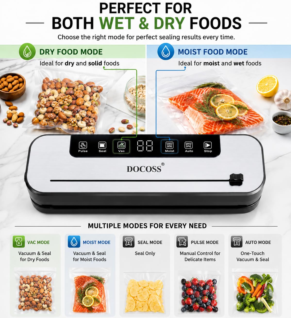 Docoss Vacuum Sealer - Keep Food Fresh! -2