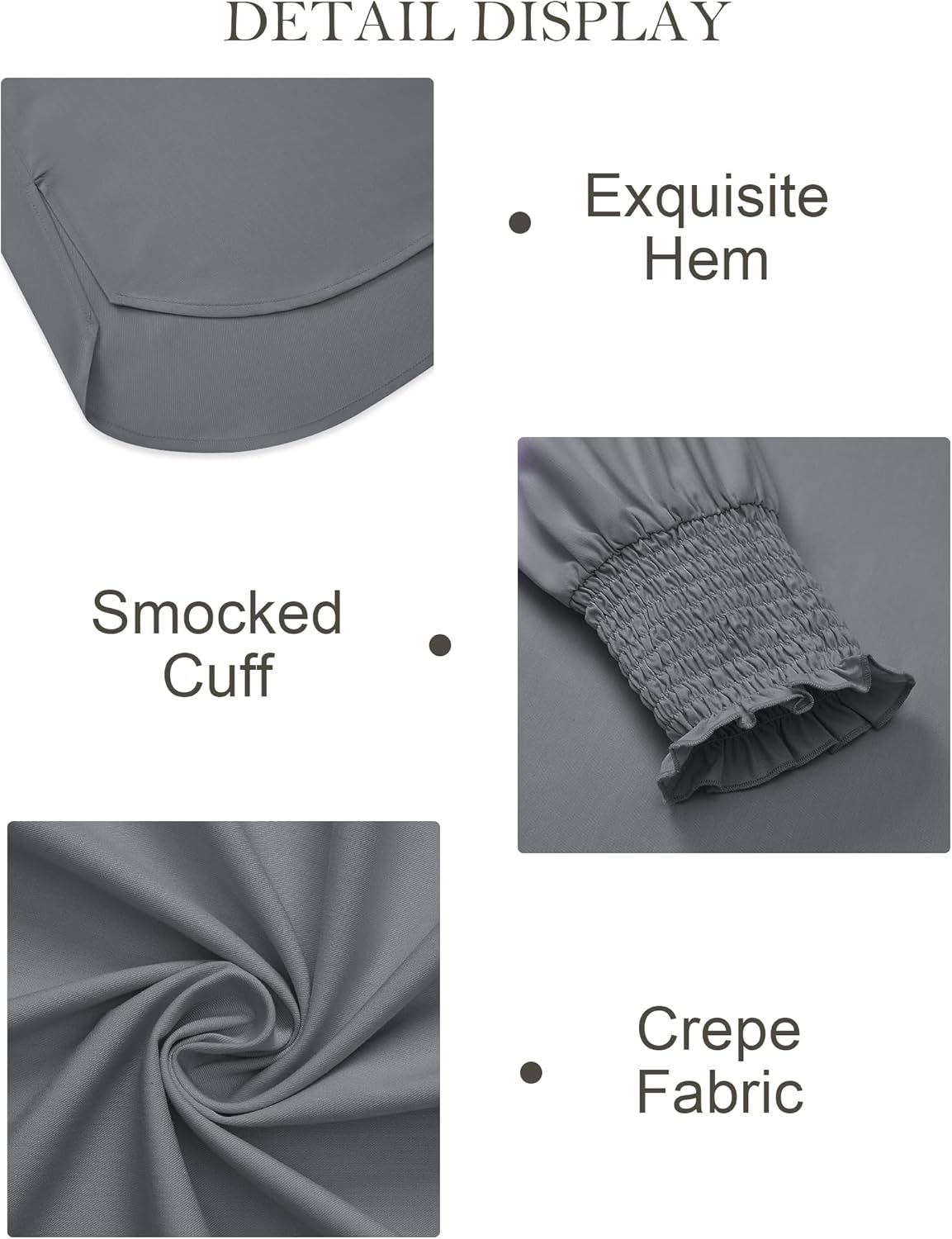 Womens Oversized Button Down Shirts Striped Smocked Cuff Long Sleeve Fall Blouses with Pocket Casual Collar Work Tops - Image 6