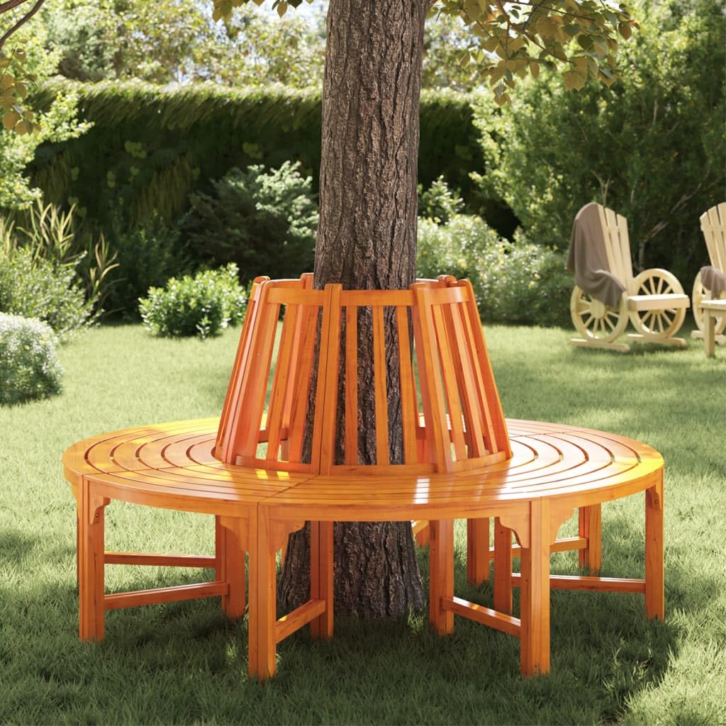 Baumbank Halbrund 160 cm Massivholz Eukalyptus Elegante Vintage Gartenbank, robuste Baum-Sitzgelegenheit, rustikale Gartenmöbel
