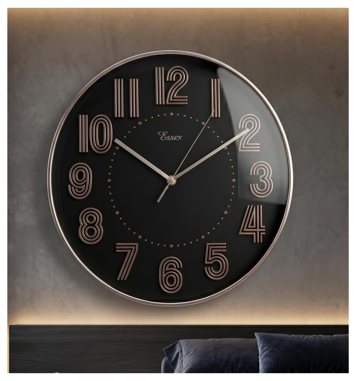 Relógio de Parede 30cm Fundo Preto com Detalhes Dourados | Design Luxo, Silencioso,