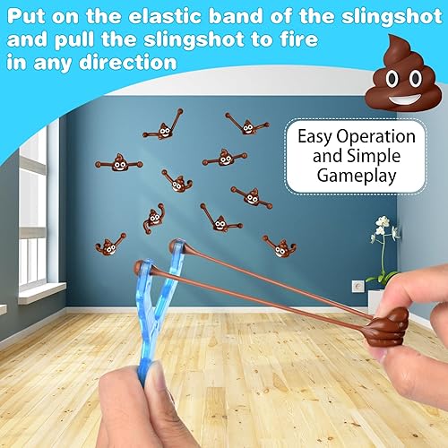 Miniatura 2 de 60 piezas de juguetes novedosos con tirachinas de dedo, caca de juguete para Halloween, caca falsa para juguetes novedosos y diversiones, juguete de